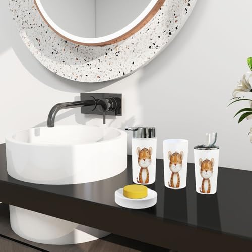 Boho Cute Tiger Bathroom Accessory Set 6 Piece 1