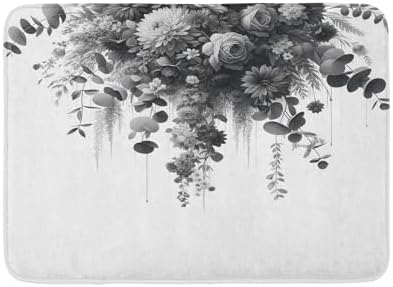 Ambesonne Black and White Bath Mat with Weeping Flowers Design