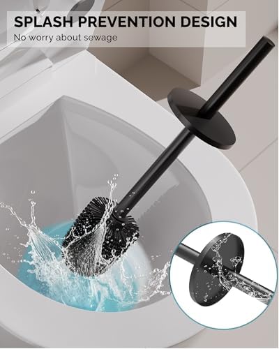WZKALY Toilet Brush and Holder Set 2 Pack Matte Black 1