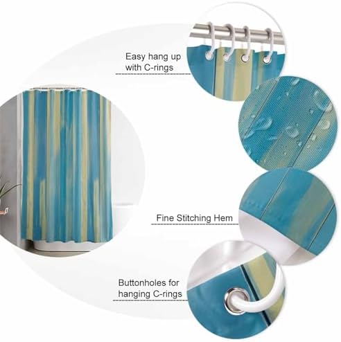 ZOE GARDEN Blue Yellow Bathroom Set with Shower Curtain Rug Accessories