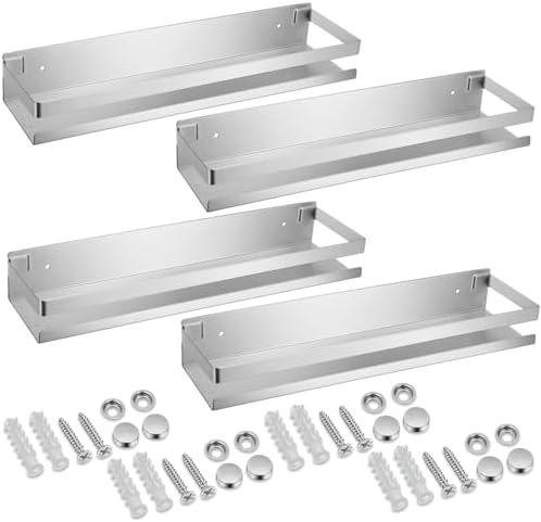 Lallisa 4-Piece Stainless Steel Floating Shelf Organizer