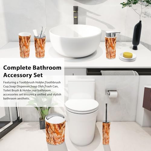 6-Piece Boho Bathroom Accessory Set with Marble Texture