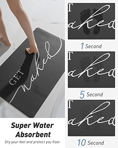 Tchdio Bath Mat - Quick Dry Non Slip Ultra Thin 17x24 Black