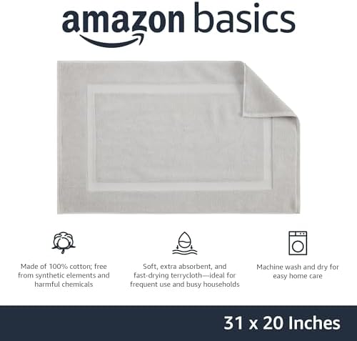 Amazon Basics Soft Silver Bath Rug Mat 31x20