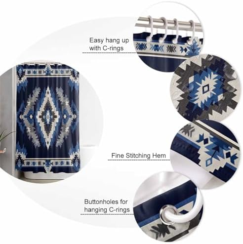 ZOE GARDEN Navy Blue Aztec Bathroom Set