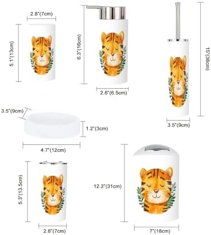 Boho Tiger Bathroom Accessory Set of 6