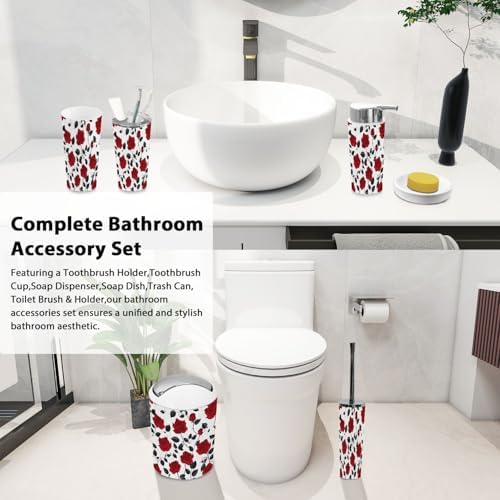 Boho White Bathroom Accessory Set of 6