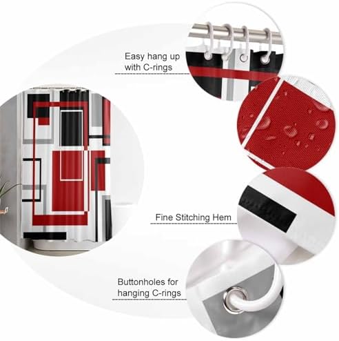 ZOE GARDEN Red Bathroom Set with Curtain Rug and Accessories