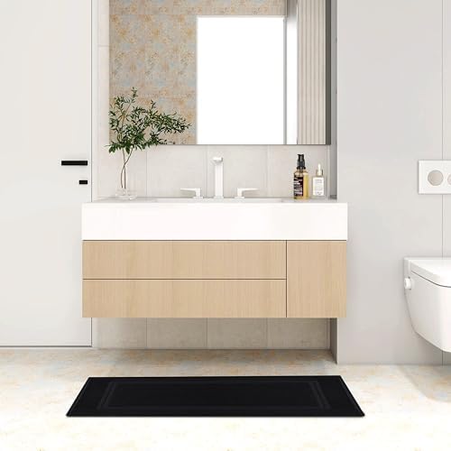 Tens Towels Pack of 2 Bath Mats Black 20x32 Inches