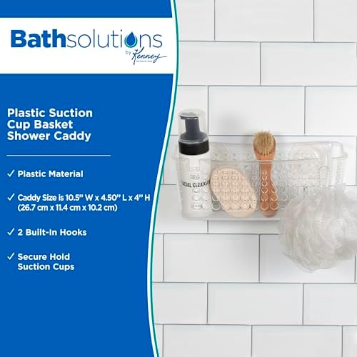Kenney Suction Cup Clear Shower Basket Caddy