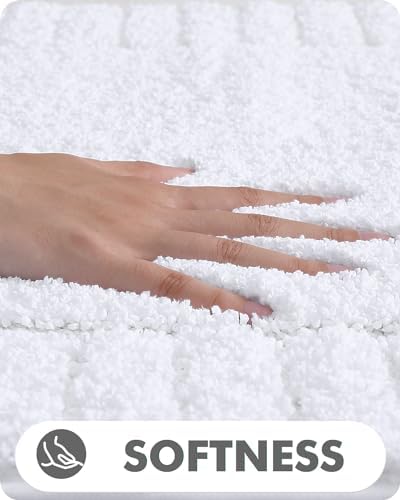 LUMI Non-Slip Bath Rug 20x32 White Machine Washable Thick Absorbent