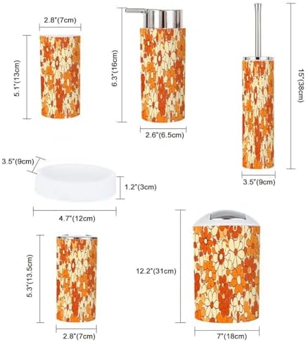 Boho Floral Bathroom Accessory Set 6 Piece 1