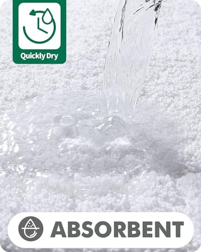LUMI Non-Slip Bath Rug 20x32 White Machine Washable Thick Absorbent
