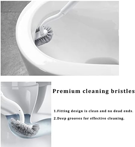 ERGONOW Toilet Brush with Holder and Lid 40cm Curved Design