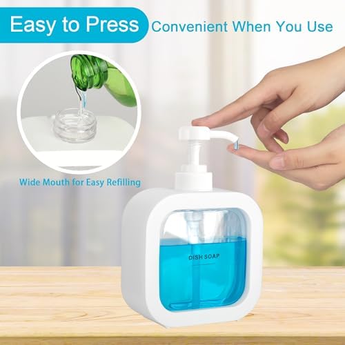 Modern White Soap Dispenser with Pump - Compact 10oz