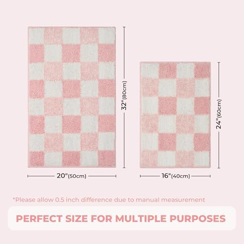 GRANNY SAYS Checkered Pink Bath Rug 24x16