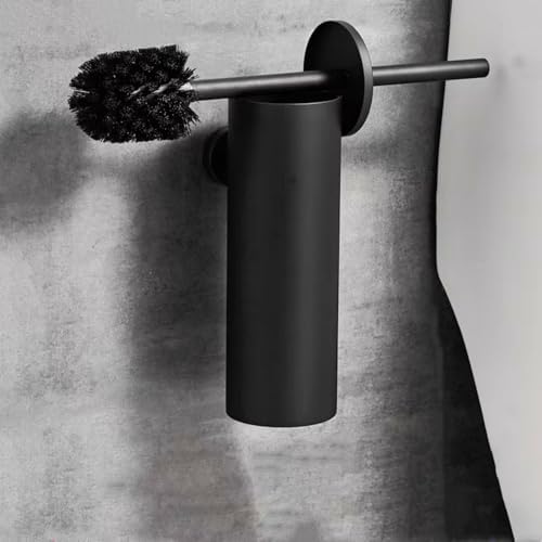 Matt Black Toilet Brush with Metal Holder Set