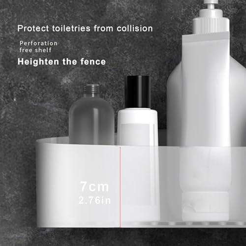Shower Caddy No Drilling Adhesive Storage Shelf White