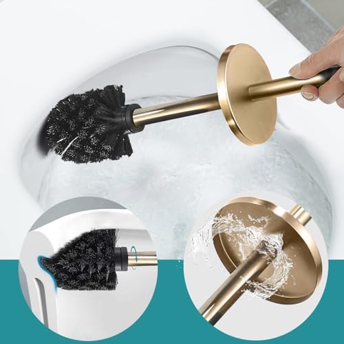 FVITA Wall-Mount Toilet Brush with Stainless Steel Holder