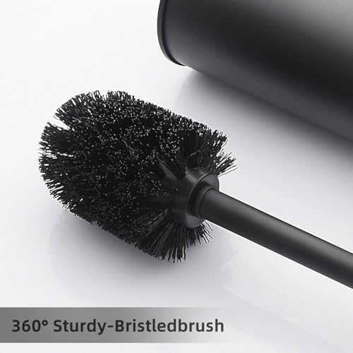 Matt Black Toilet Brush with Metal Holder Set