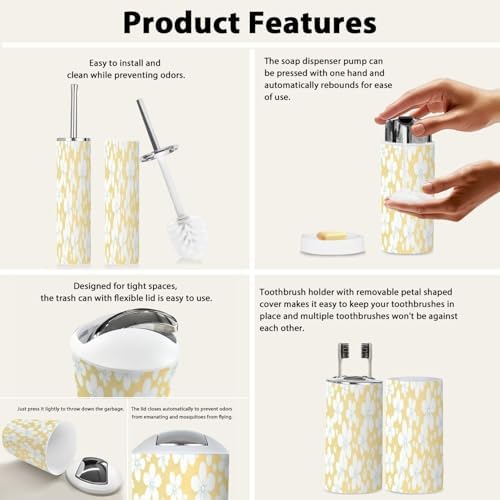 Boho Retro Bathroom Accessories Set 6 Piece