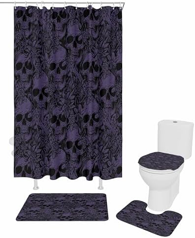 ZOE GARDEN Halloween Bathroom Set with Curtain Rug and Hooks 1