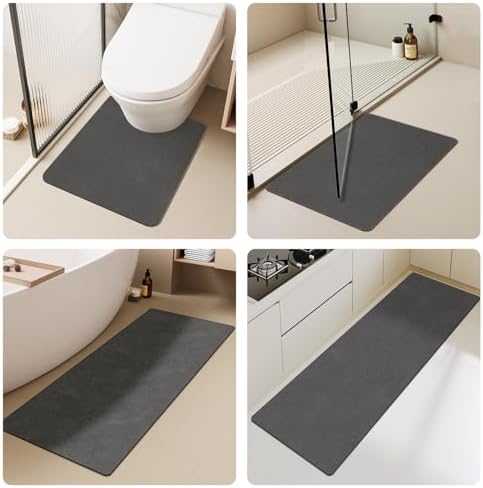 TYUU Dark Grey Bath Mat 16x24 Non Slip Quick Dry