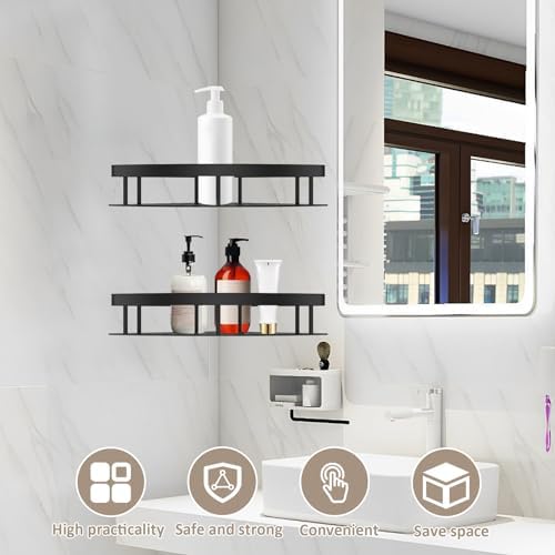 2Pcs Corner Shower Caddy Rustproof Aluminum Storage Rack
