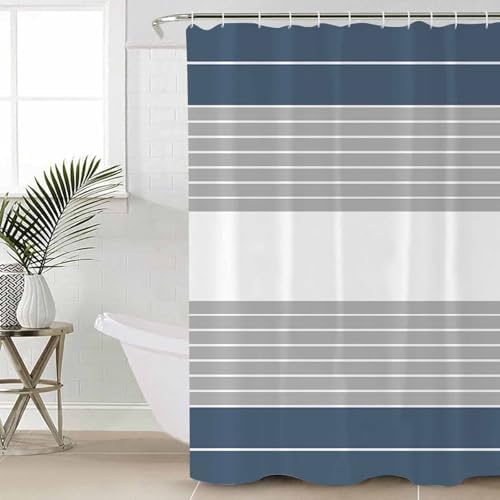 ZOE GARDEN Haze Blue Striped Bathroom Set 1