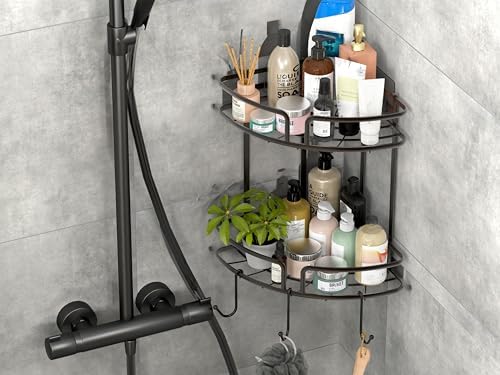 Simple Houseware 2-Tier Shower Caddy with Adhesive Mount and Bronze Finish