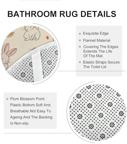 4PCS Fall Cartoon Rabbit Bathroom Set with Non-Slip Rug