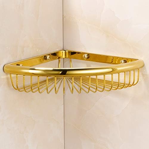 Glossy Brass Shower Caddy with Corner Storage