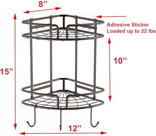 Simple Houseware 2-Tier Shower Caddy with Adhesive Mount and Bronze Finish