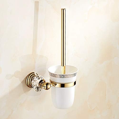 Brass Toilet Brush Holder with Crystal Ceramic Cup