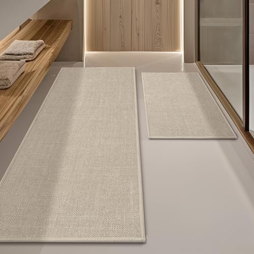 Yihouse Beige 2 Piece Bath Rug Set