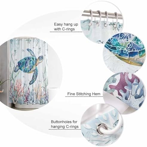 ZOE GARDEN Turtle Bathroom Set with Shower Curtain Rug and Accessories 1