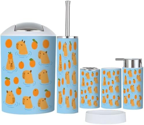 Boho Capybara Bathroom Accessory Set 6 Piece