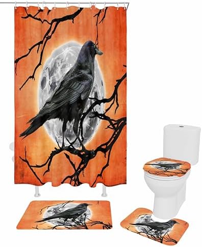 ZOE GARDEN Halloween Bath Set with Curtain Rug and Accessories 1