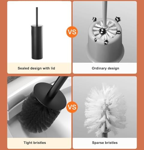 KWQKEM Toilet Brush and Holder Set Matte Black 1