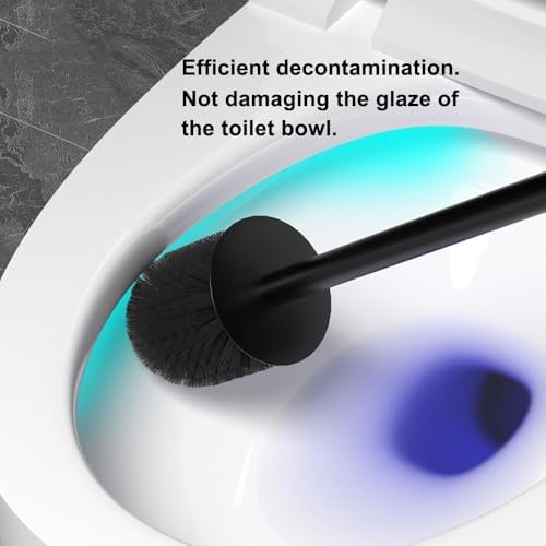 KWQKEM Toilet Brush and Holder Set Matte Black 1