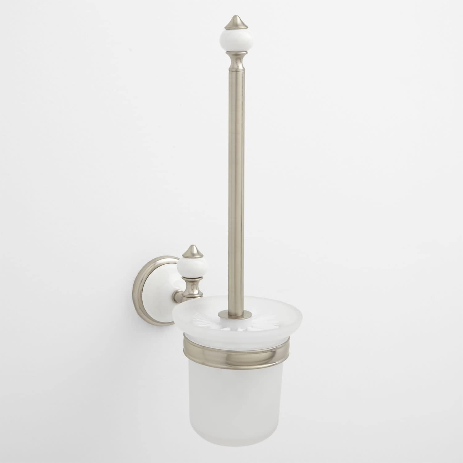 Signature Hardware 413152 Adelaide Wall-Mount Toilet Brush Holder - Brushed Nickel