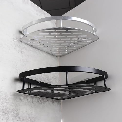 Metal Shower Corner Shelf with Non-Drill Mount
