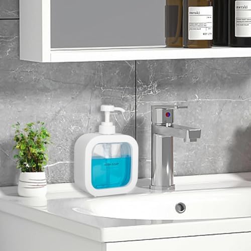 Modern White Soap Dispenser with Pump - Compact 10oz