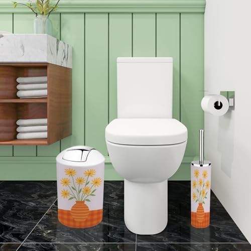 Boho Yellow Flower Vase Bathroom Accessory Set 6 Piece