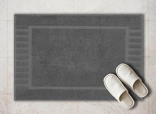 White Classic Luxury Bath Mat Set 2 Pack Dark Gray