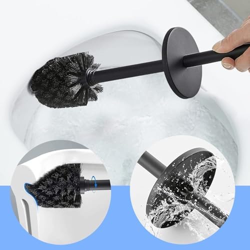 Matt Black Toilet Brush with Metal Holder Set