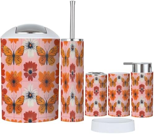 Boho Cute Retro 6-Piece Bathroom Accessory Set