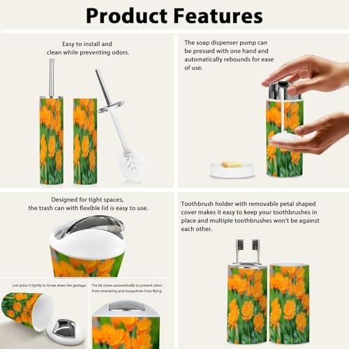 Boho Flower Bathroom Accessories Set of 6