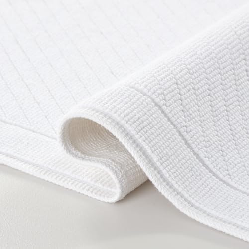 Arkwright Cotton Bath Rug - 24x36 in High Absorbent Textured Woven Design White