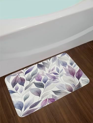 Ambesonne Lavender Bath Mat with Dancing Leaves Design